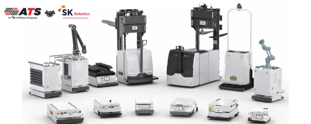 AGVs, AMRs, and cobots used in factory automation