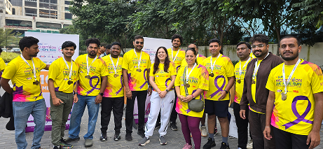 Employees participating in marathon as part of corporate social responsibility activity